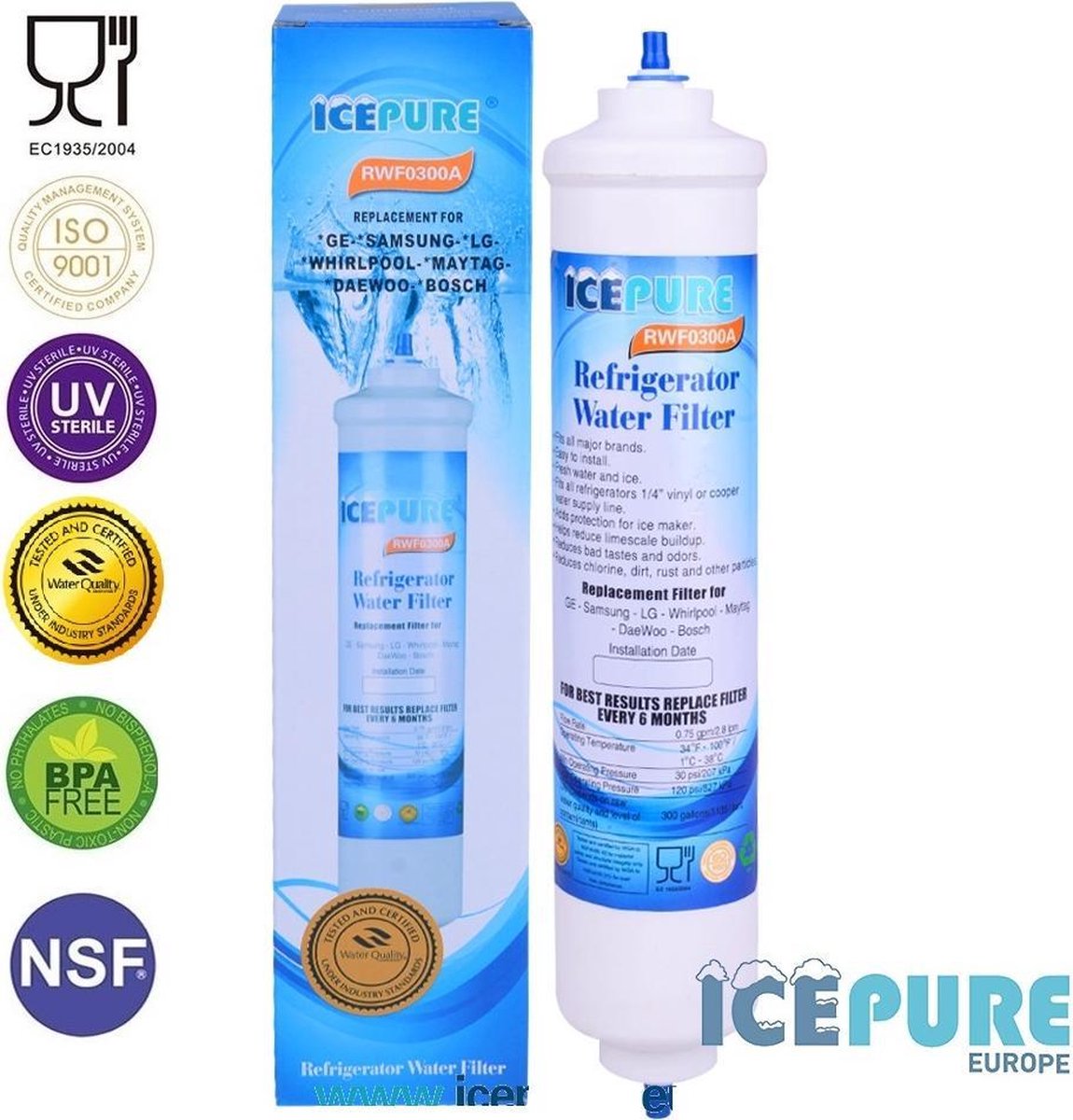 Samsung DA29-10105J - Waterfilter voor Samsung Amerikaanse koelkasten van Icepure RFC0300A