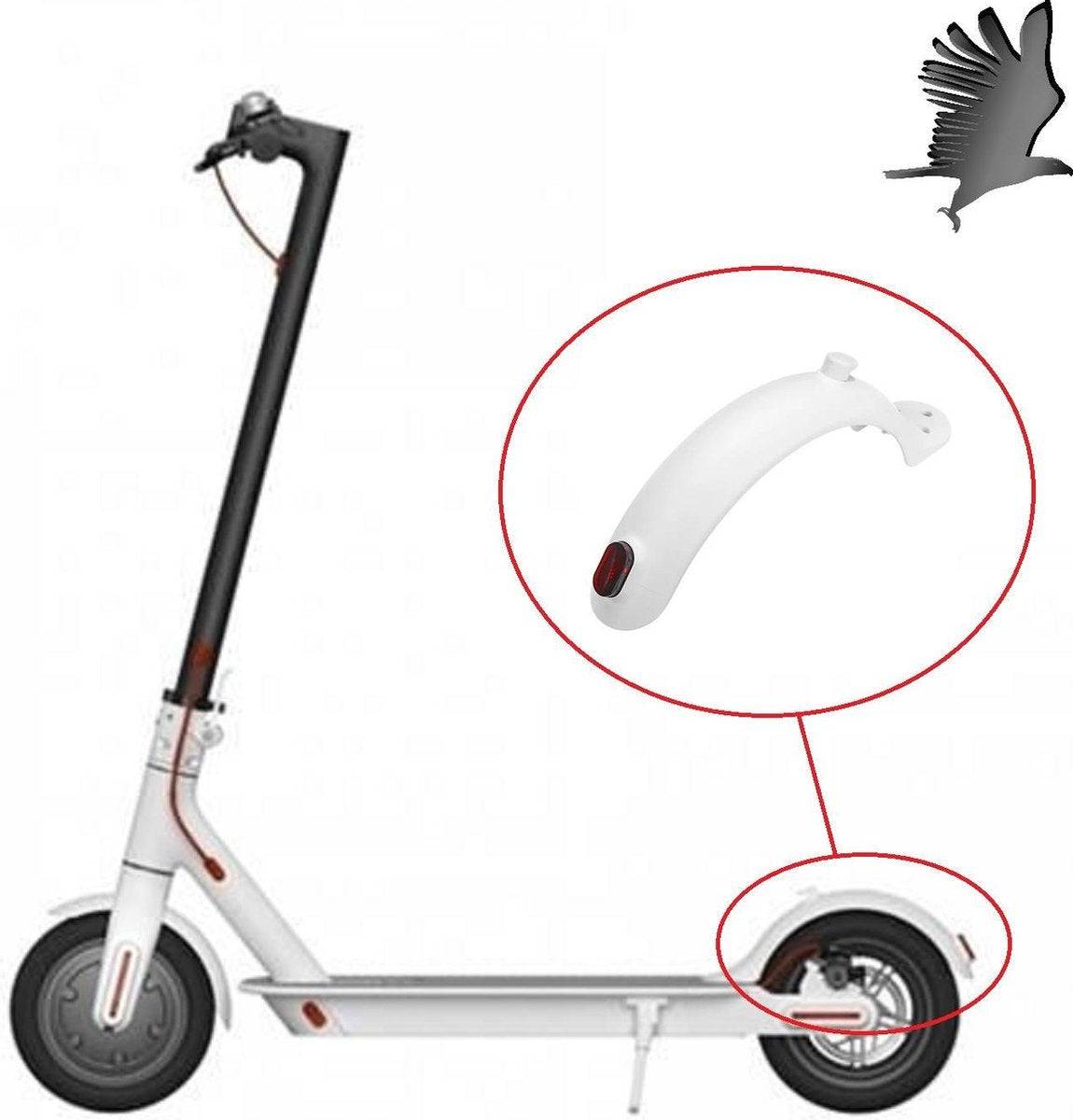 Aerend - M365 Step Scooter Mud Guard Spatbord met Achterlicht - Voor Xiaomi M365 (PRO) - WIT