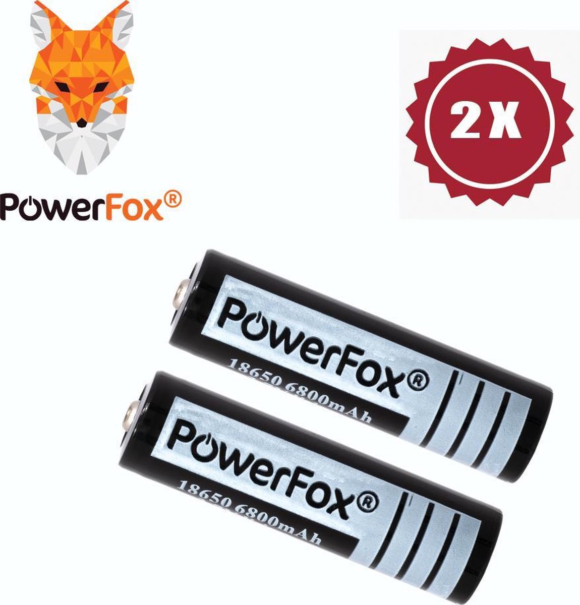 PowerFox® 2x 18650 Lithium batterij 3