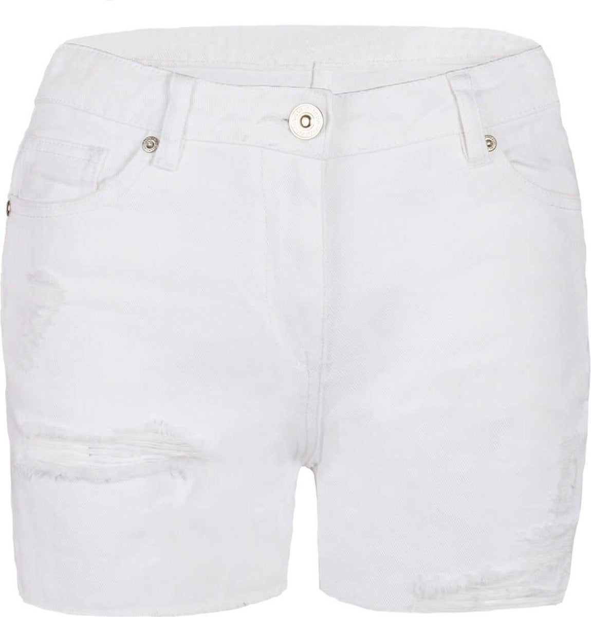 White ripped denim short