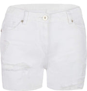 White ripped denim short