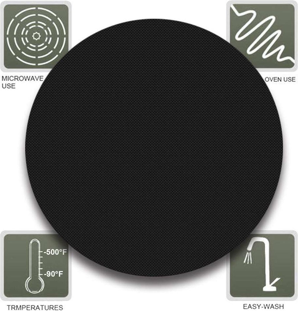 4 ronde BBQ grill matten - maat 24 cm - set van 4 -  inclusief gratis bak kwast - grill mat - teflon - ronde grill mat - vis op de BBQ - BBQ mat rond