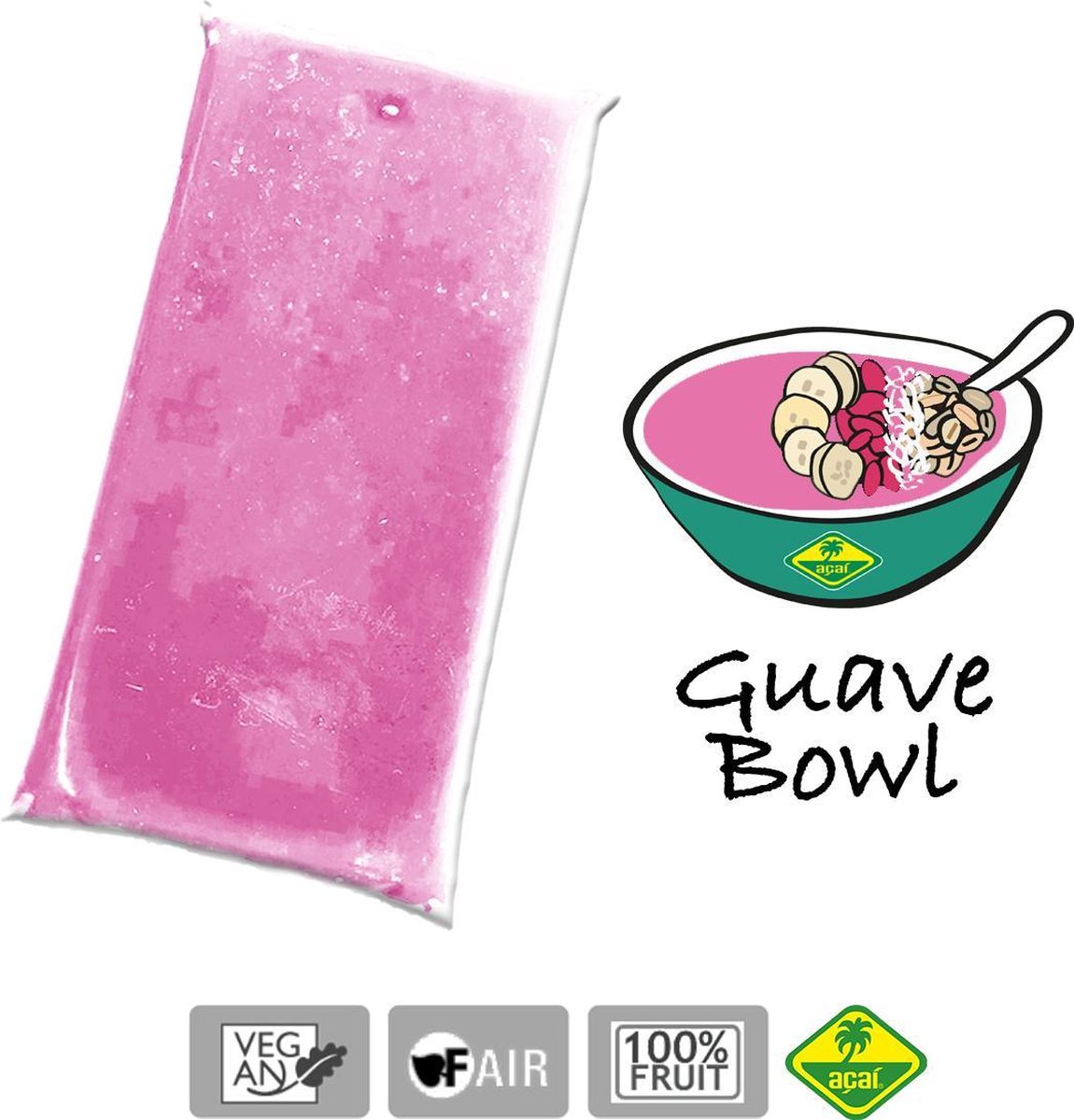 Guave Guanabana - Bevroren fruit puree (pulp) - Acai fine fruits club - 4 Kg (40 x 100g)