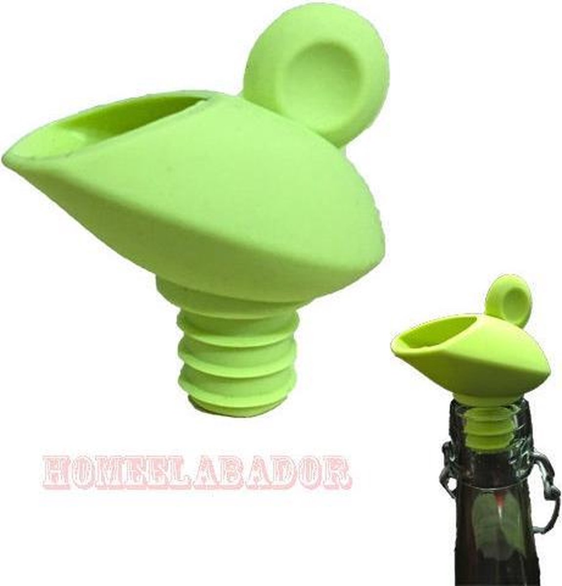 Doodadeals® Combi Wijnschenker & Wijnstop – Wijnfles Stoppers – Wijnschenktuit – Wijnstopper – Wijnfles Stop – Wijnafsluiter – Schenktuit Wijn – Siliconen – Groen