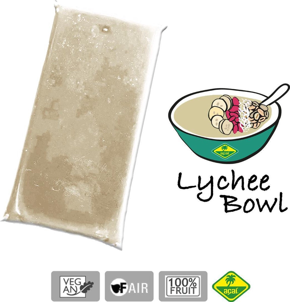 Lychee - Bevroren fruit puree (pulp) - Acai fine fruits club - 4 Kg (40 x 100g)