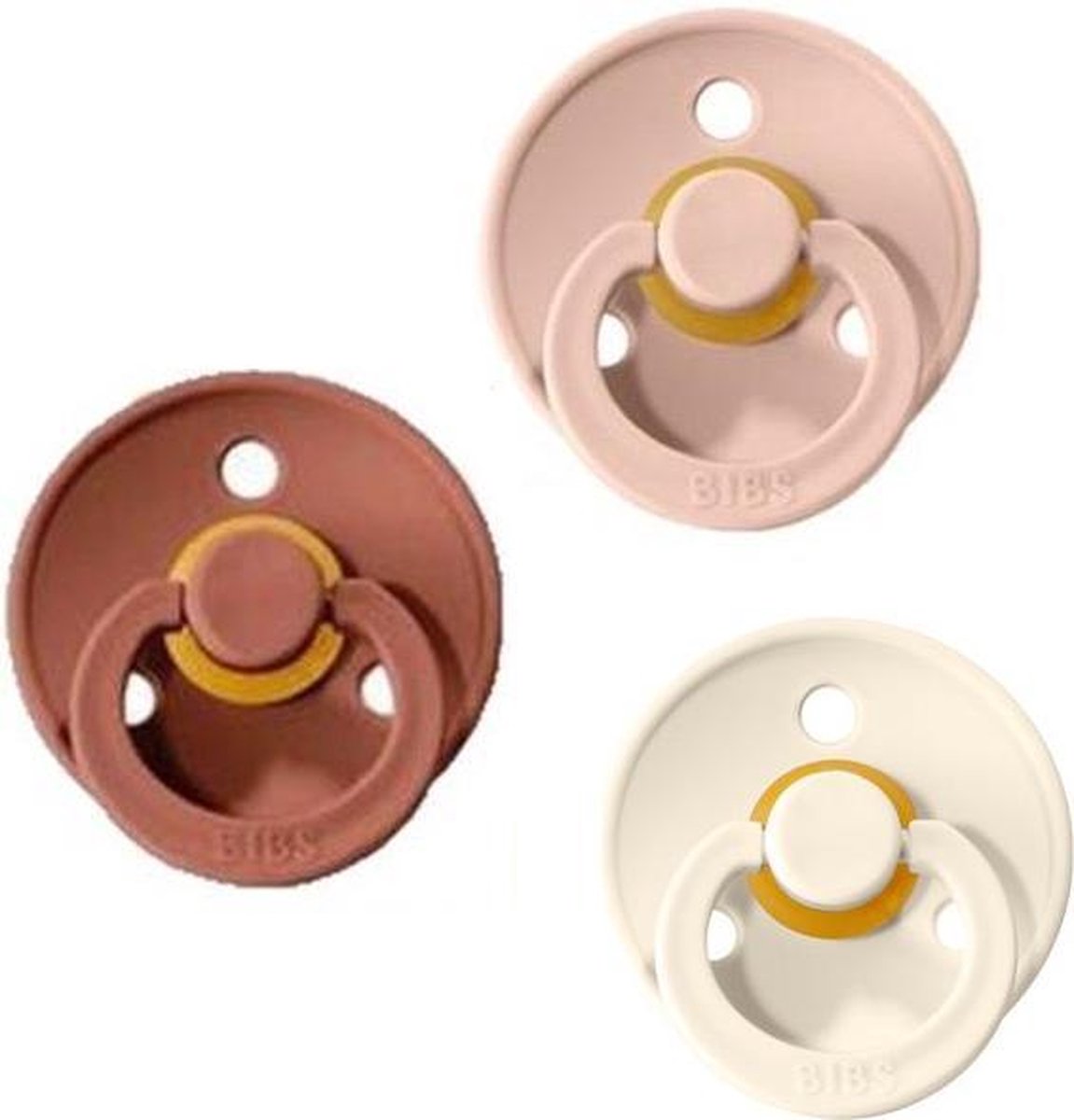 BIBS fopspenen set van 3 - BLUSH ROZE -WOODCHUCK - IVORY WHITE  Maat1 - T1 Leeftijd: 0-6 maanden