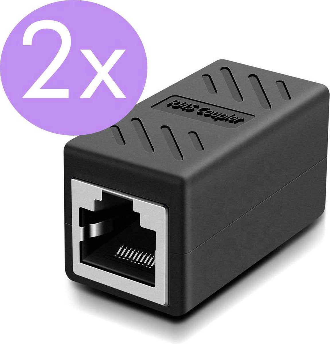 Set van 2 UTP Netwerk Lan Kabel Connecter - RJ45 Koppelstuk Verlengstuk