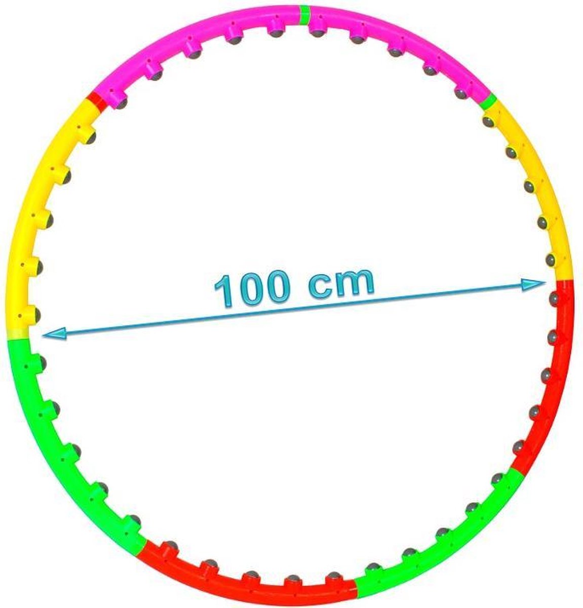 Massage hoepel - kunststof - 100cm - met massagekogels - 1KG