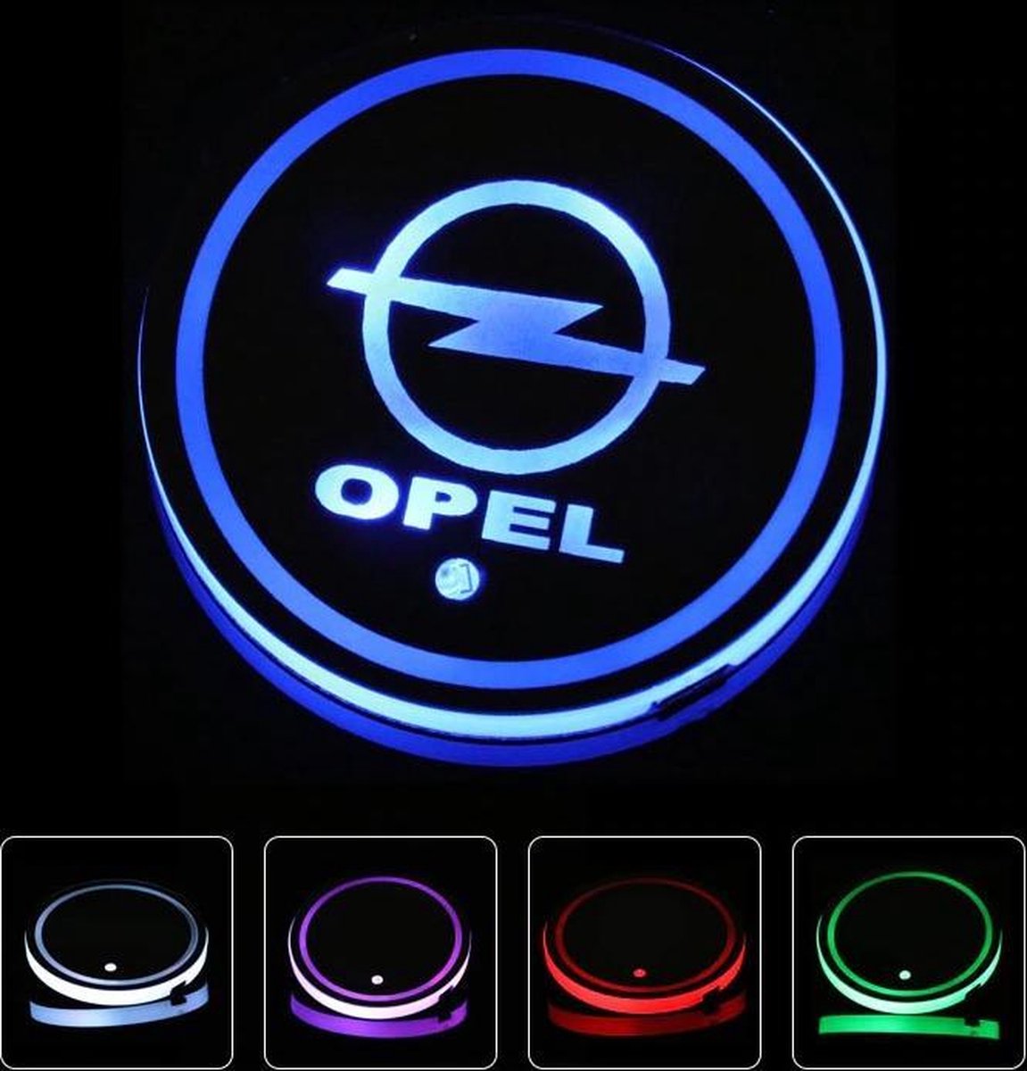 Coole Lichtgevende LED Onderzetters - Bekerhouders - Sfeerverlichting - LED Licht - Interieur Verlichting - 7 Verschillende Kleuren LED - Opladen via USB – Opel