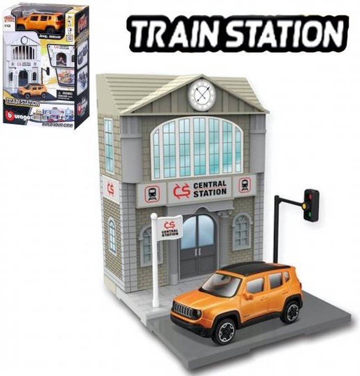 Bburago BBURAGO CITY TRAIN STATION + 1 CAR 'BUILD YOUR CITY'   "kit" div. schaalmodel 1:43