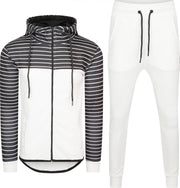 Heren - joggingpak - wit - stripes