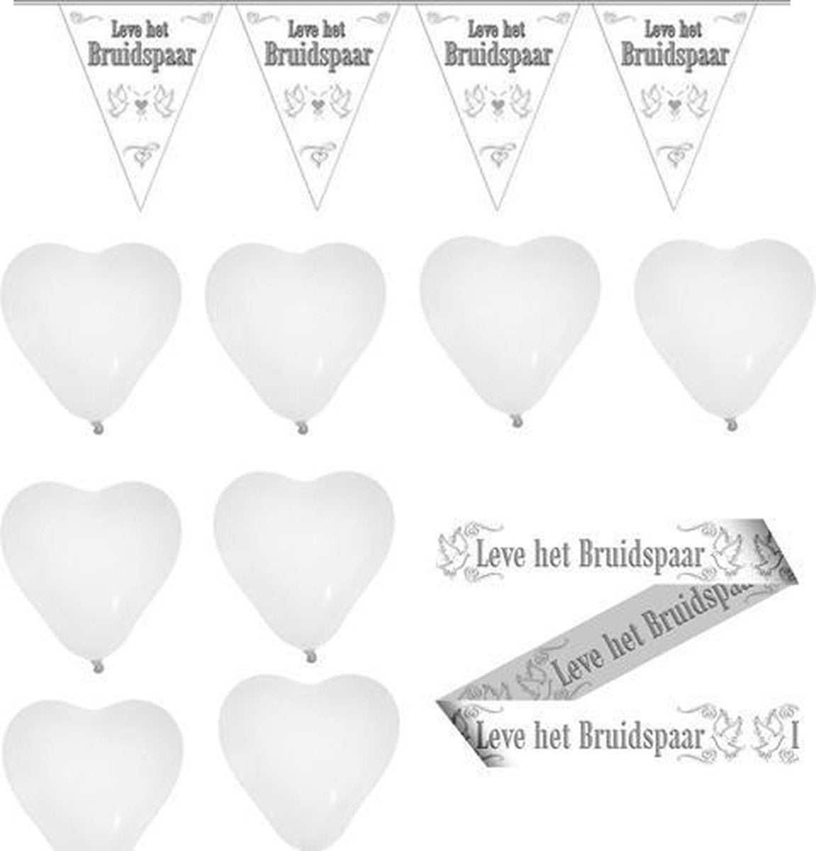 LEVE HET BRUIDSPAAR PARTY! | Leve het bruidspaar | Ballonnen | Slinger | Liefde | Hartjes | Bruiloft | Trouwen |Huwelijk