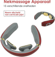 RealmPlus Nekmassage Apparaat met Zachte Siliconen Puls Pads - Simpele Bediening - Futuristisch Design - Makkelijk Opladen met USB - Infrarood Verwarming  - Massage Kussen - Massage Kussen Nek en Rug - Verschillende Massages met 15 Snelheden