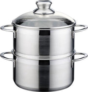 GSW Mirage RVS met glasdeksel 3-delig - Aardappel- en groentestomer 20 cm