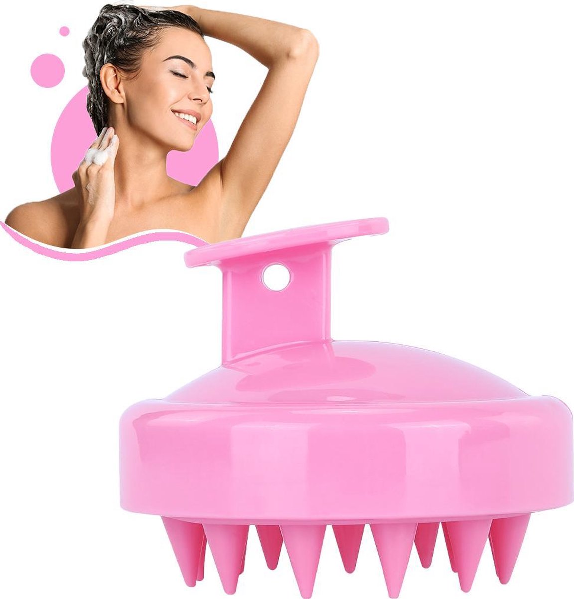 JOLTIA SH3 - Siliconen Haarborstel - Shampoo Brush - Scalp Massager - Massage - No Dandruff - Flaky Brush - Hair Brush - Hairbrush - Haarverzorging - Anti Roos - Haargroei - Gezonde Hoofdhuid - Scrub - Roze