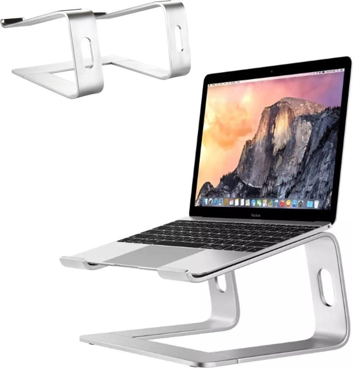 Verhoogde notebook stand - warmteafvoer - opvouwbare beugel - aluminium