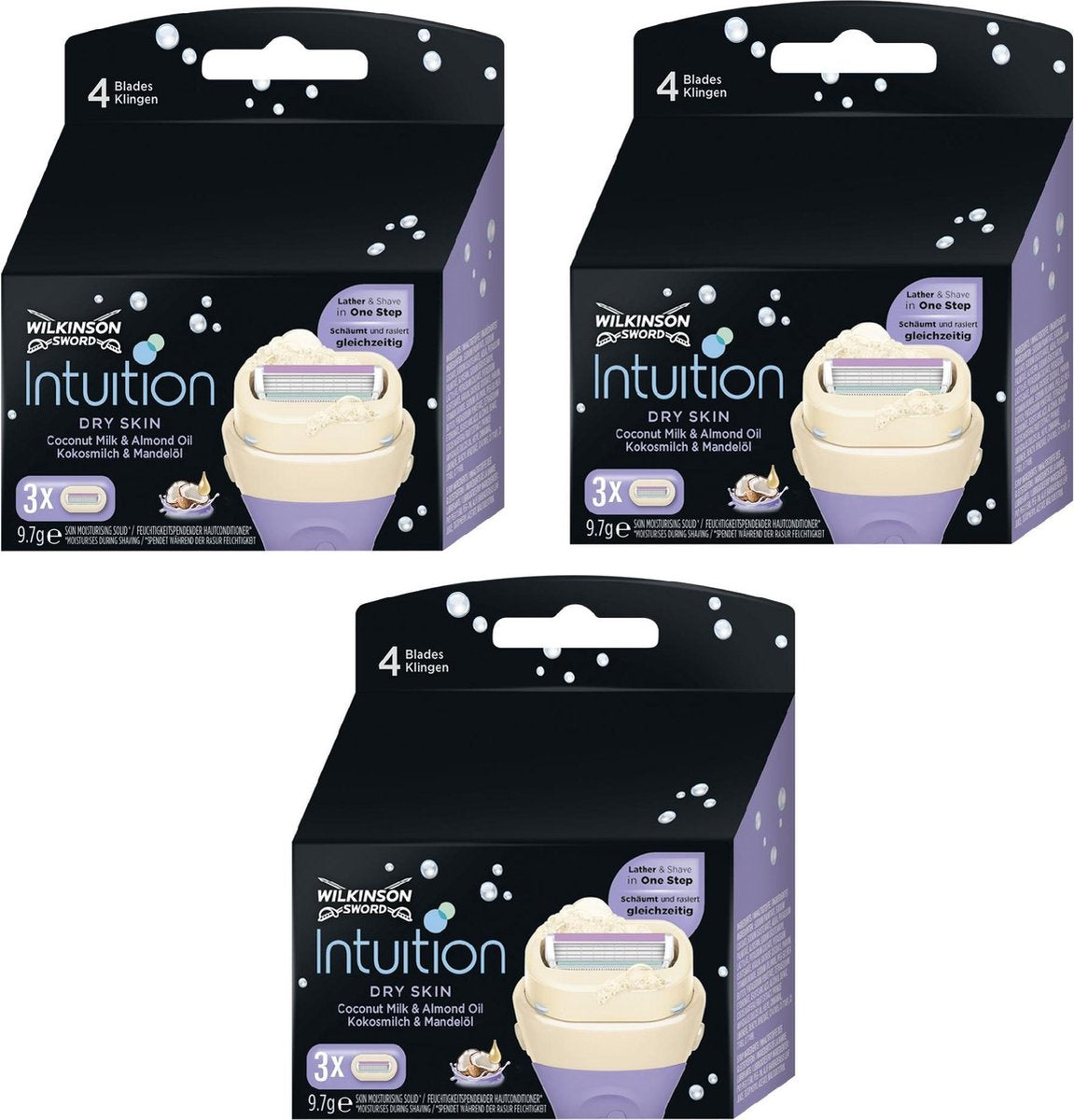 Wilkinson Intuition Dry Skin Scheermesjes - Voordeelverpakking 3 x 3 Stuks
