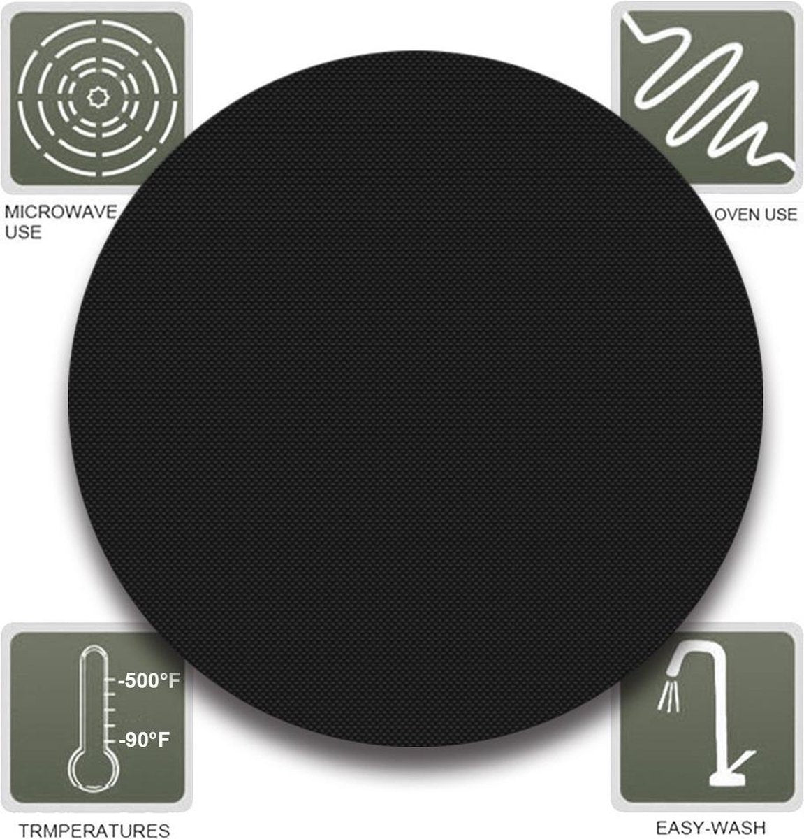 Set  van 2 ronde BBQ matten - Ronde grillmat maat 40 cm - Ronde bak mat - Ovenbeschermer - Herbruikbaar - Makkelijk te reinigen - Op maat te knippen - Skottelbraai Grill mat rond - Vis op de BBQ