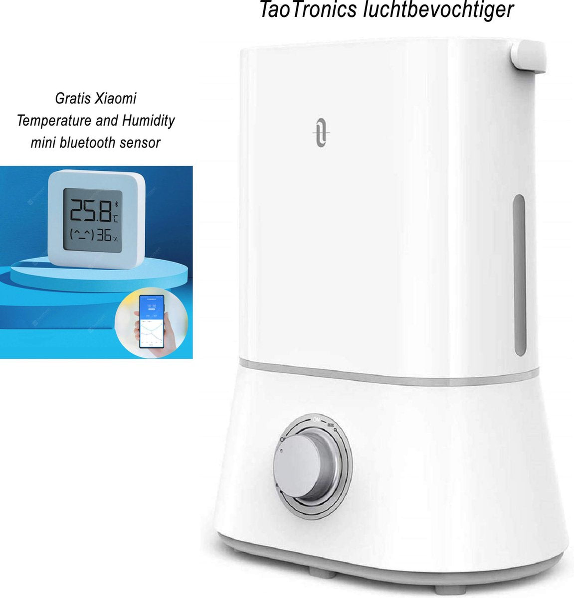 TaoTronics TT-AH024DE Ultrasone luchtbevochtiger  + Xiaomi  Bluetooth Thermometer & Hygrometer