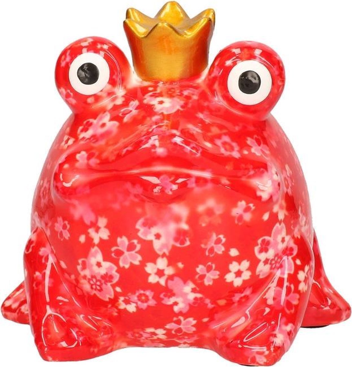 Spaarpot kikker met kroontje rood 14 cm - Kikkers dieren cadeau spaarpotten
