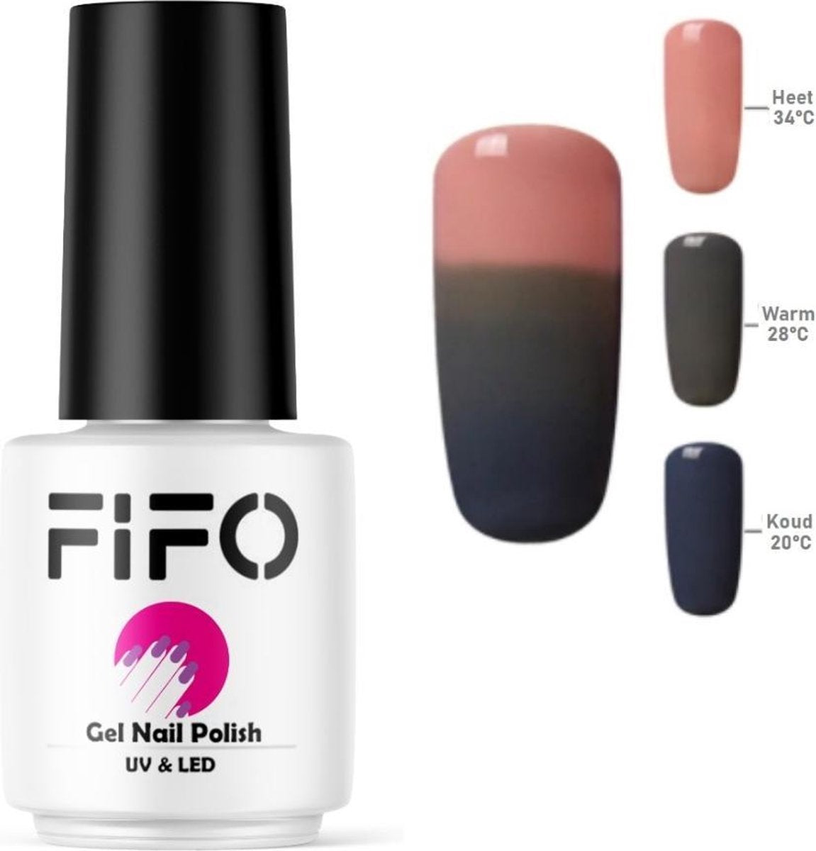Thermo Gel Polish - Thermo Gellak - Temperatuurgevoelige nagellak - Thermische nagellak - Temperatuur veranderende - Kleur veranderende   #4221 ( Roze - Grijs - Blauwgrijs ) - UV & LED