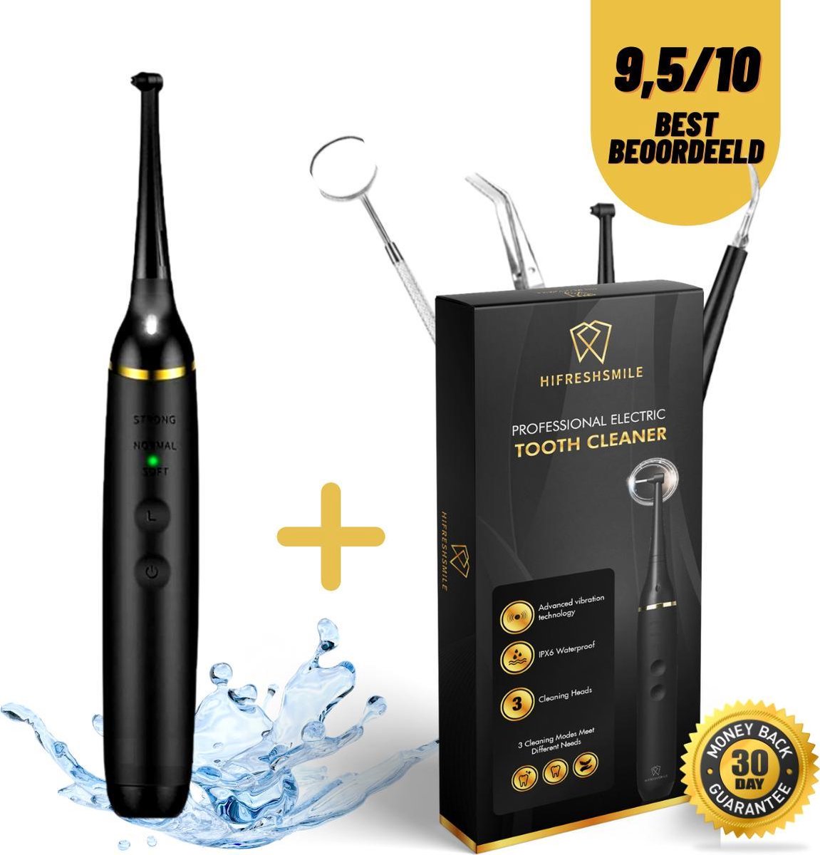 Complete Set Elektrische Tandsteen verwijderaar - Tandplak Verwijderaar  - Voor Witte en Gezonde Tanden - Inclusief Tandarts Set - USB Oplaadbaar - Zwart