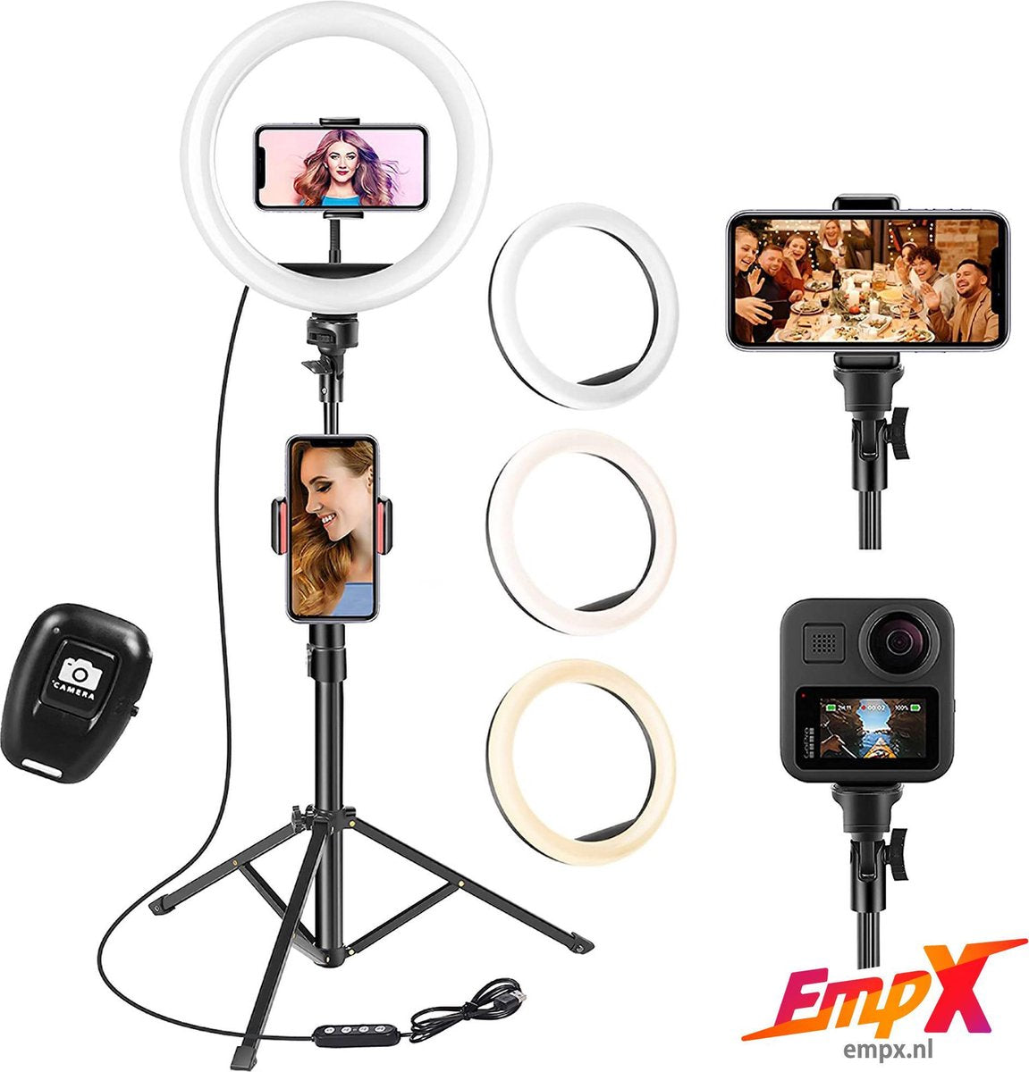 LED Ringlamp met Smartphone Statief - 10 Inch LED Licht - Smartphone Statief - Ringlamp - TikTok - Ringlight met statief - 160cm statief - Ring Light Lamp