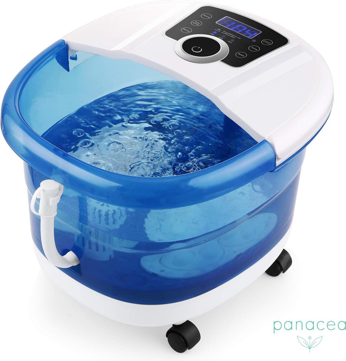 Panacea Voetmassage Bad met Afvoerslag - Instelbare Warmte - Bubbels - Reinigend Infrarood licht - Automatische Voetmassage - Voetbad met Massage - 8 Liter