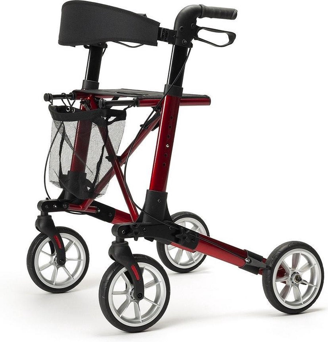 Rollator Quadri Light - Lichtgewicht - Rood - Met stoephulp