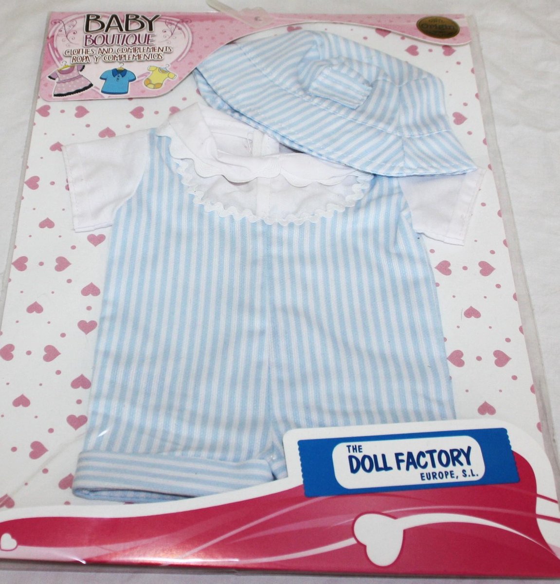The Doll Factory Blauw Gestreept Pakje 43 cm