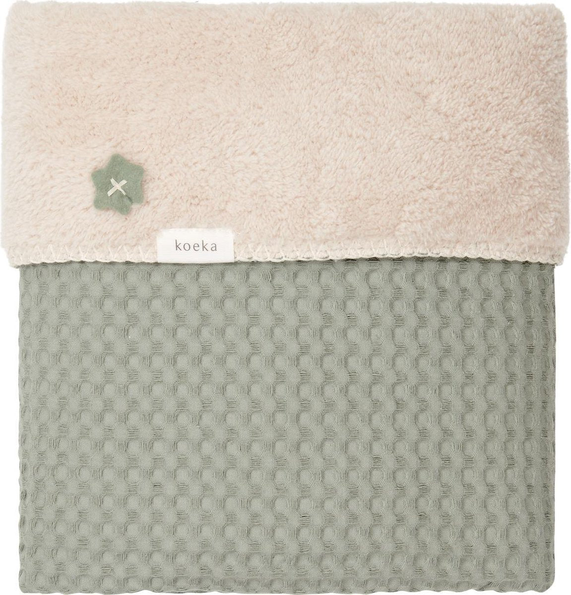 Koeka Wiegdeken wafel/teddy Oslo - shadow green/soft sand 75x100cm