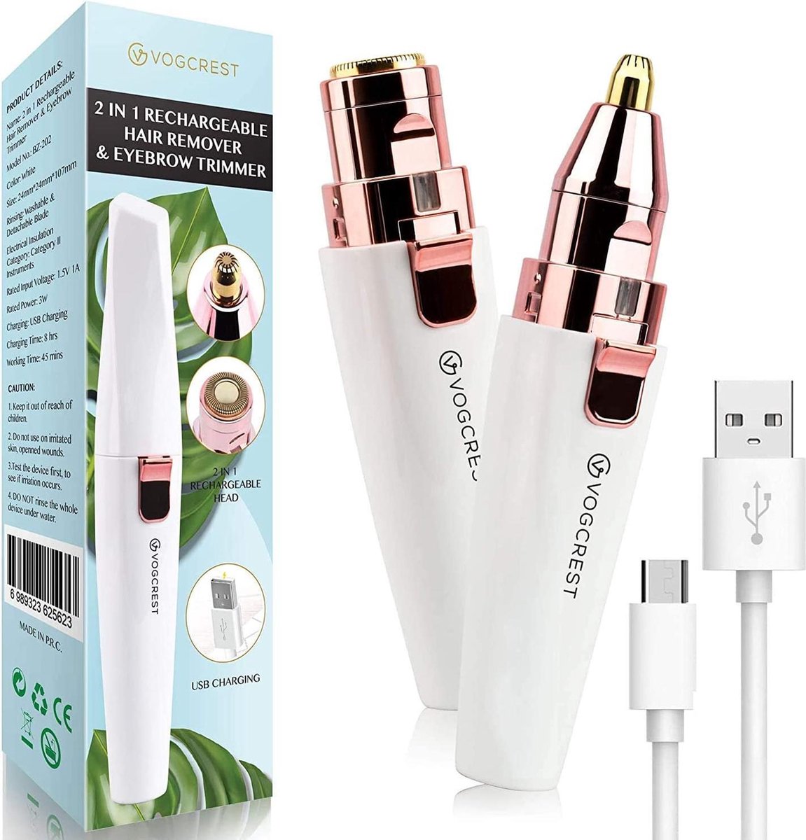 HN® Trimmer voor vrouwen - Oplaadbare wenkbrauwtrimmer - Bikinilijn trimmer - Draadloze 2-in-1 trimmer