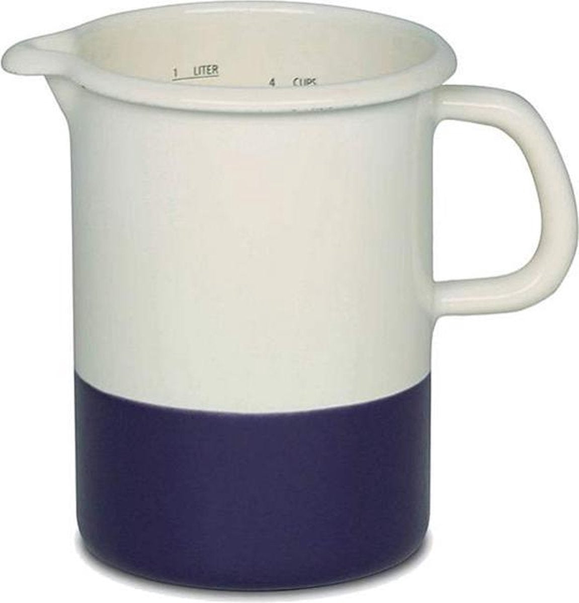 Emaille maatbeker - 1 L - 1 liter - voor mensen met Nikkelallergie - vaatwasser - krasbestendig - bio - ecologische