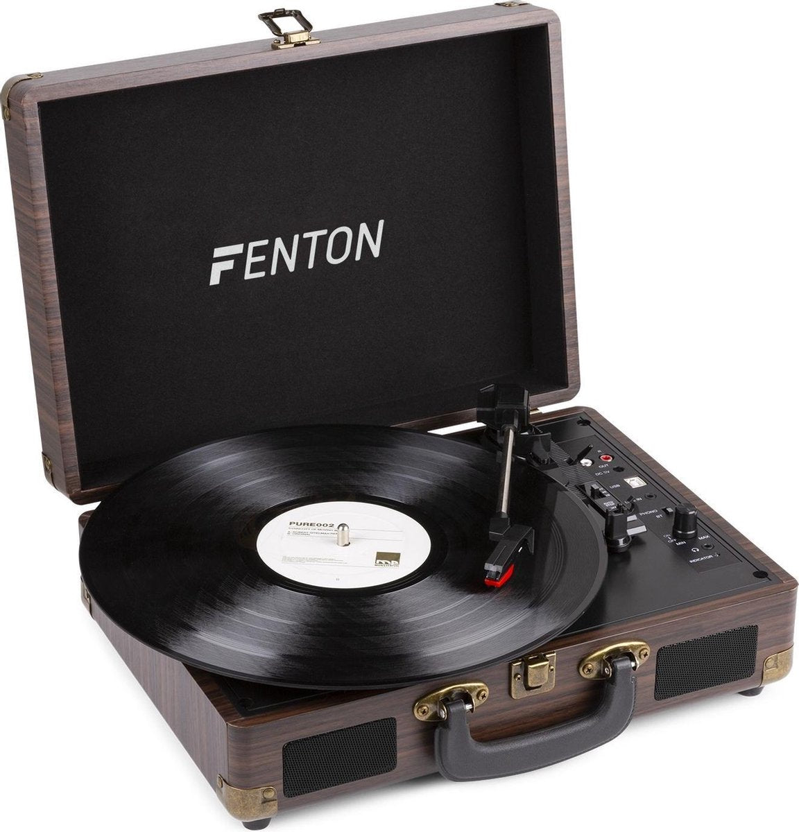 Fenton RP115B - Platenspeler in koffer met Bluetooth en ingebouwde speakers -Hout