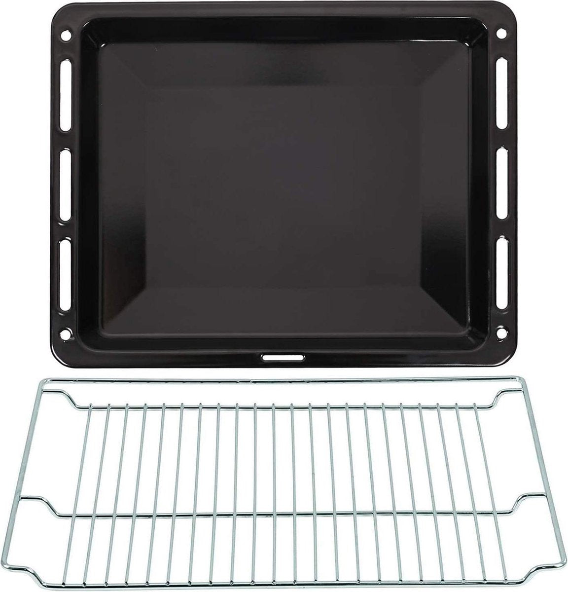 ICQN Bakplaat & Rooster set voor oven - 465 x 375 x 30 mm - Verchroomd ovenrooster en geëmailleerde bakplaat - Geschikt voor Bosch Siemens Neff Constructa Profilo ovens