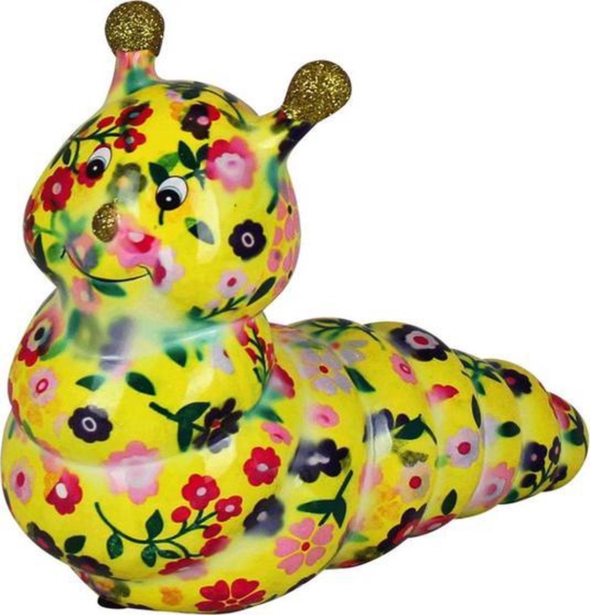 Pomme Pidou Rups Gigi Spaarpot - Geel met bloemen