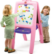 Step2 Schoolbord Easel for Two Roze - Krijt / whiteboard - Incl. 77-delige accessoireset