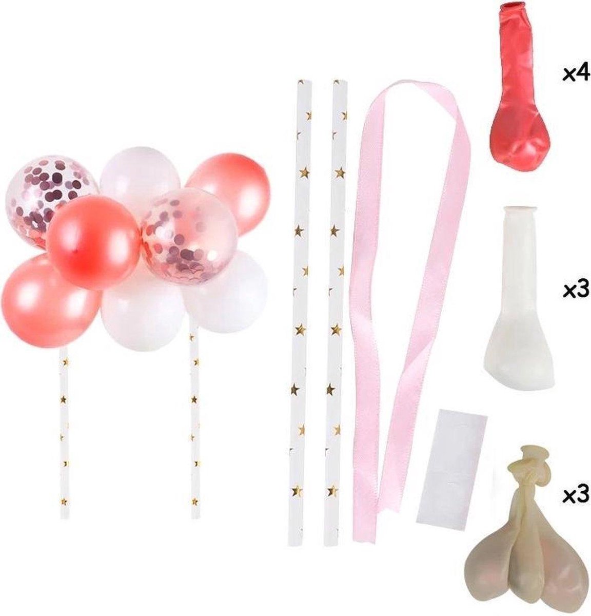 Cake topper ballonnen taart versiering rosé 10 ballonnen