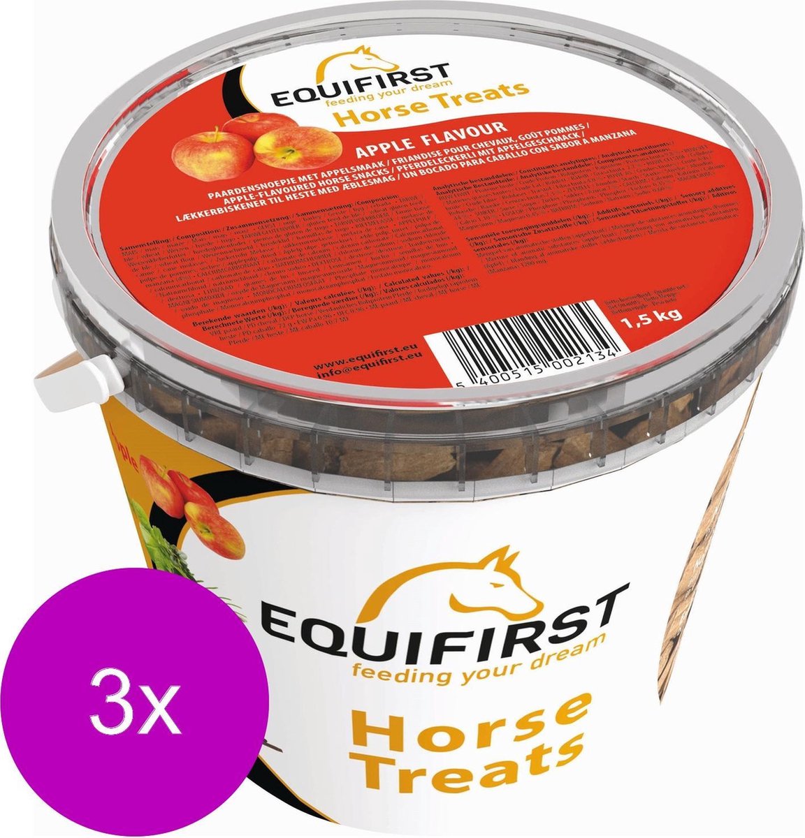 Equifirst Horse Treats Apple - Paardensnack - 3 x 1.5 kg