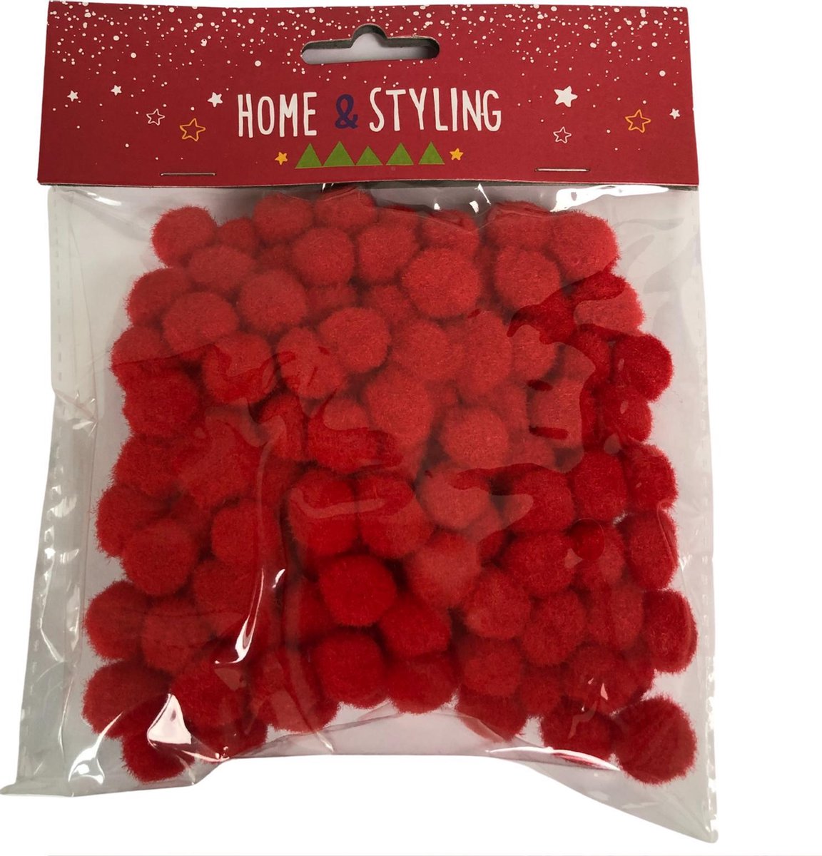 Pom poms - 1.5cm - rood - 150st. - pompons - knutselspullen - decoratie - hobby - knutsel - versiering - maken - cadeau