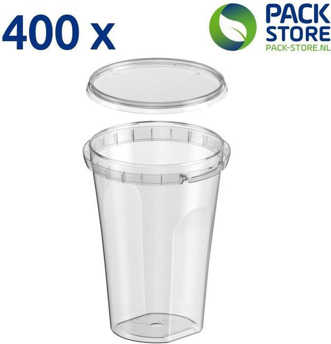 400 x Ronde 'on-the-go' bekers met deksel (500ml) - Transparant - Geschikt voor diepvries