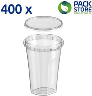 400 x Ronde 'on-the-go' bekers met deksel (500ml) - Transparant - Geschikt voor diepvries