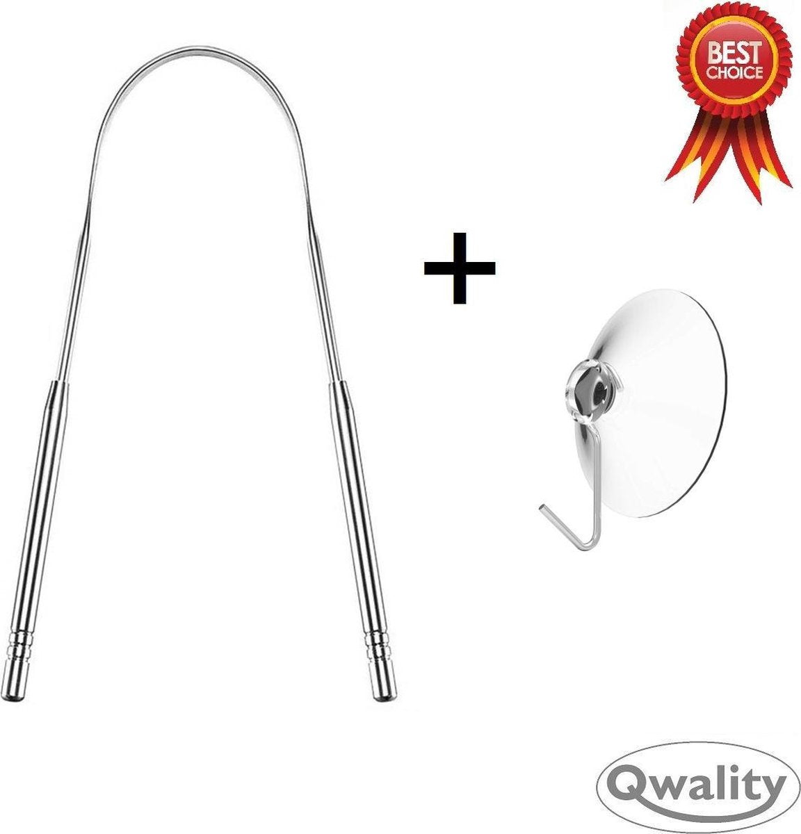 Tongschraper - Incl Zuignap Haakje – Tong reiniger – Mondverzorging - Tong Schoonmaak - Qwality4u
