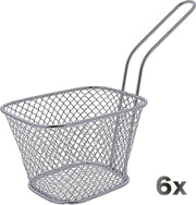 Luxe Serveermandjes set van 6 - Frietmandjes - 18cm - RVS - Zilver
