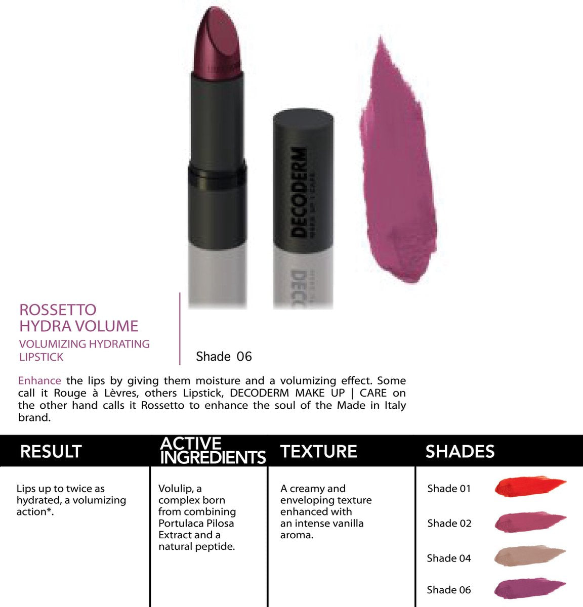 ROSSETTO HYDRA VOLUME 06 VOLUMIZING HYDRATING LIPSTICK 4ML