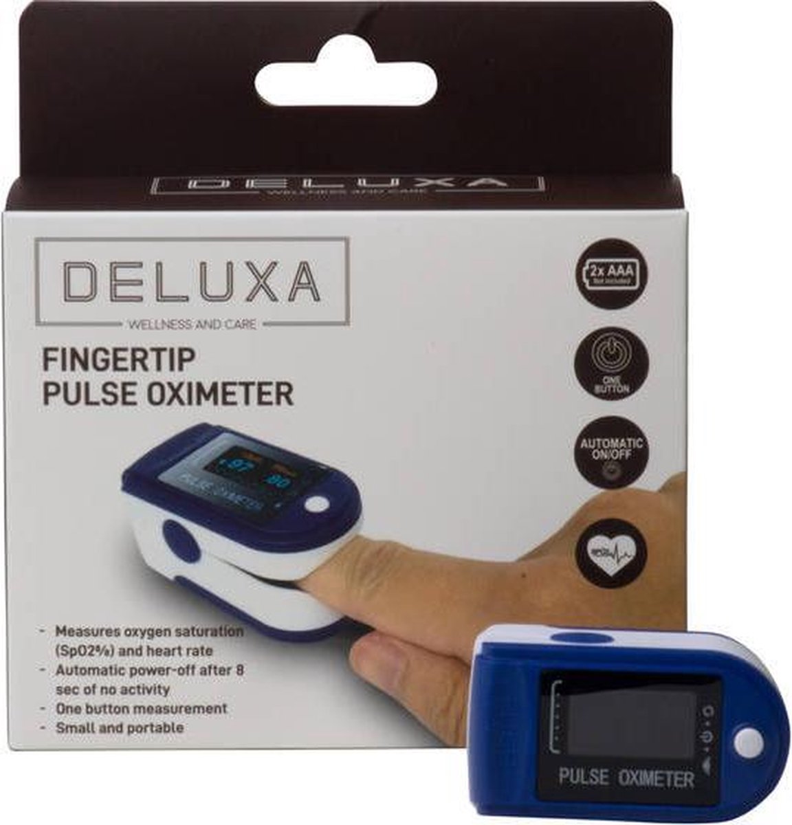 Deluxa Oximeter - Hartslagmeter - Saturatiemeter - Oximeter Pulse - Blauw