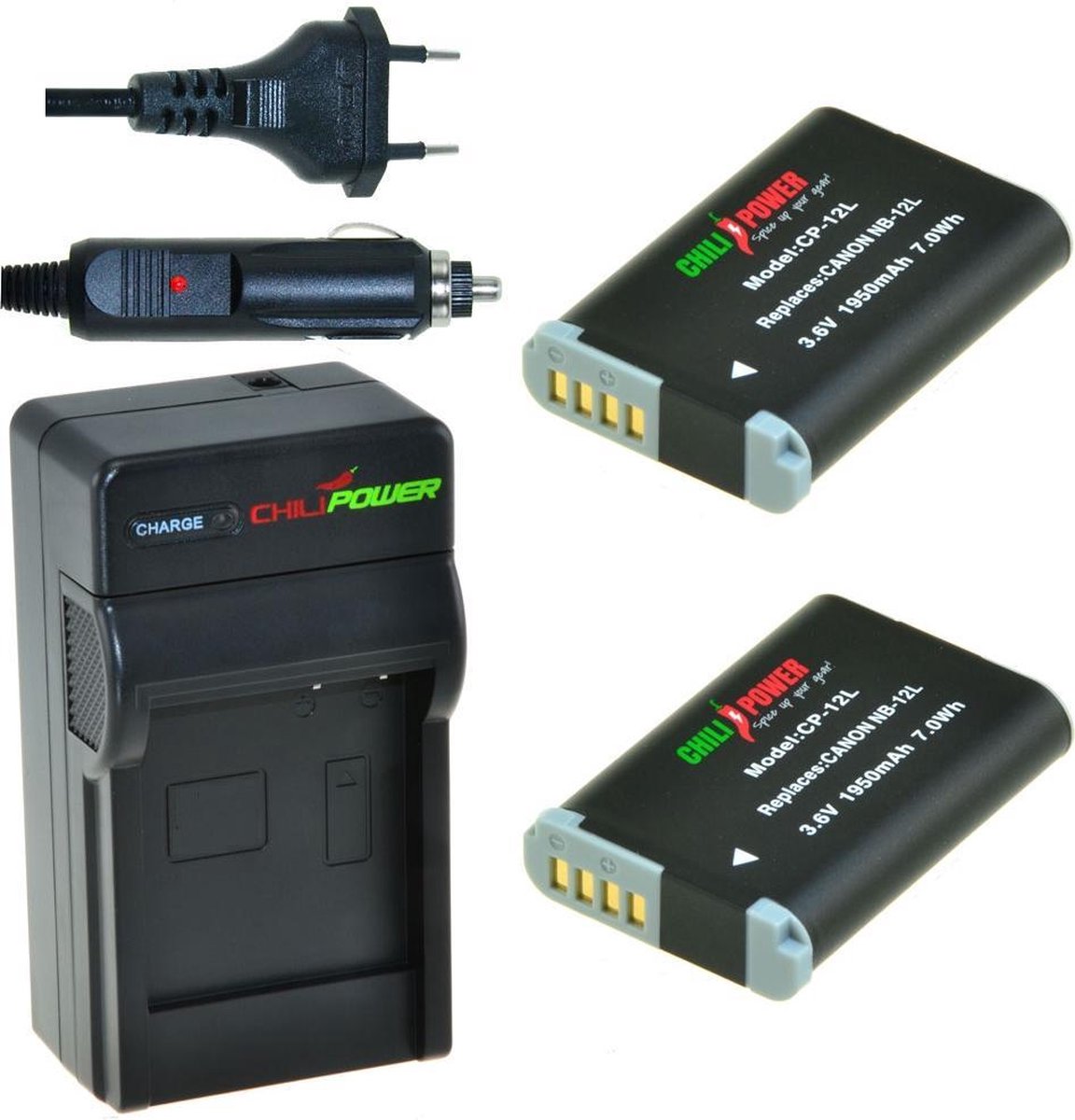 ChiliPower NB-12L Canon Kit - Camera Batterij Set