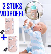 Allernieuwste 2 STUKS USB Baby Fles Warmer model Roze Dieren - Heater - Reisaccessoire - Draagbaar - Klittenband - Kleur