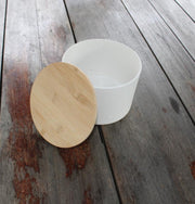 Wit Bamboecomposite klein met bamboehouten deksel