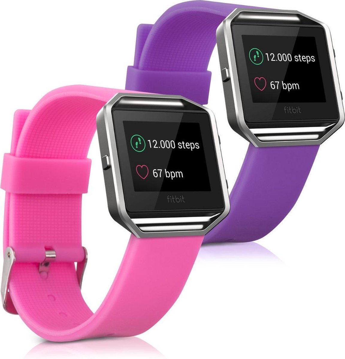 kwmobile 2x horlogeband voor Fitbit Blaze - siliconen band voor fitnesstracker - roze / paars
